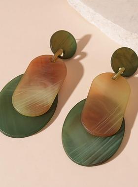 personality exaggeration acrylic rotundity 椭圆几何银针耳环m