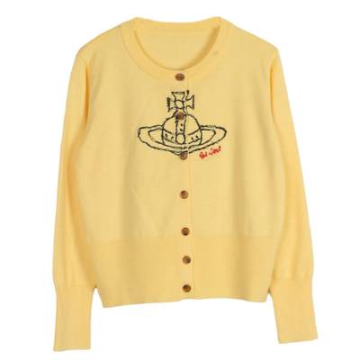 French 修身long sleeves knit 开衫女土星刺绣versatile tempera