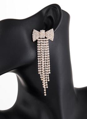 新款fully paved with diamonds butterfly tassel 耳坠女新娘婚