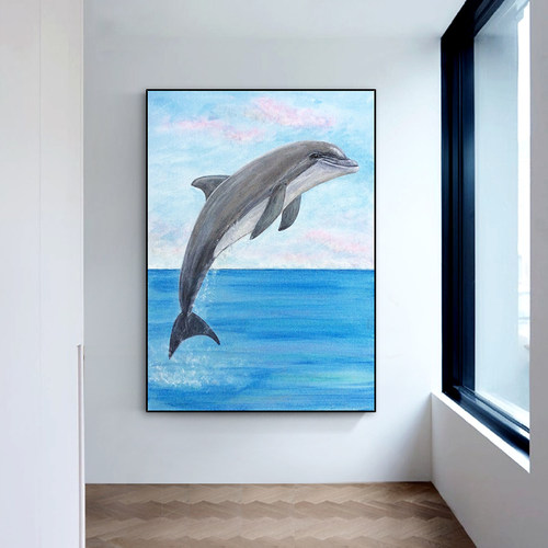 手绘餐厅北欧风格动物抽象油画