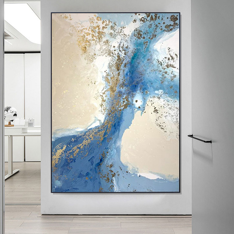 简约现代客厅手绘抽象油画
