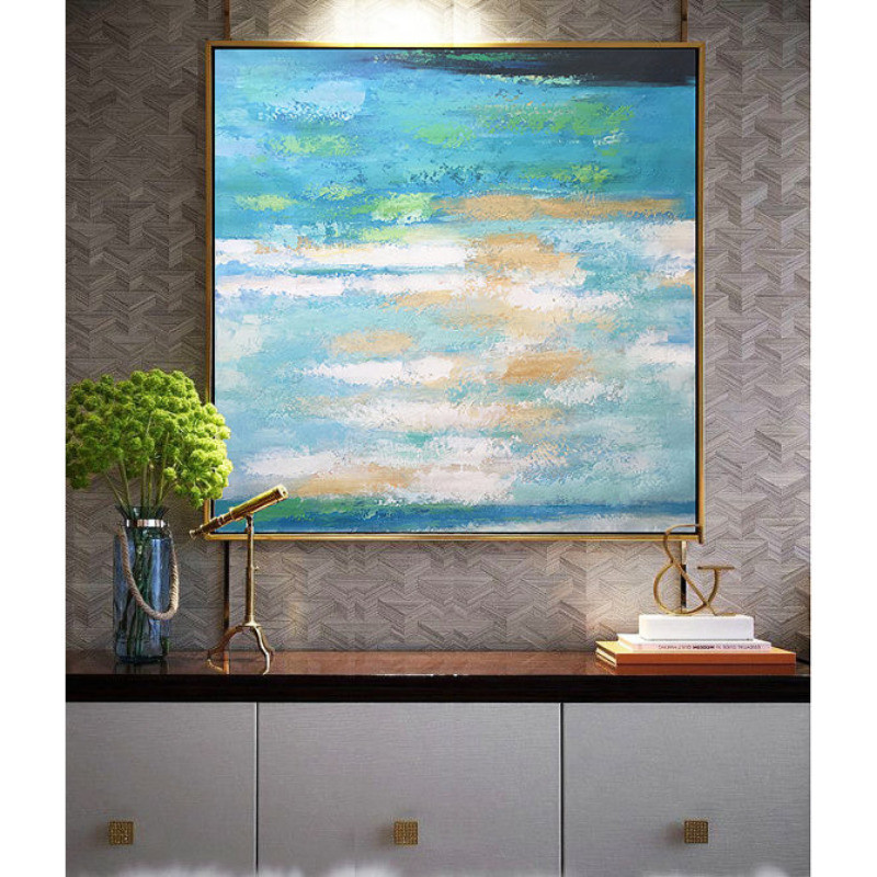 纯手绘现代抽象油画欧式大幅客厅装饰画酒店餐厅挂画方形壁画单幅