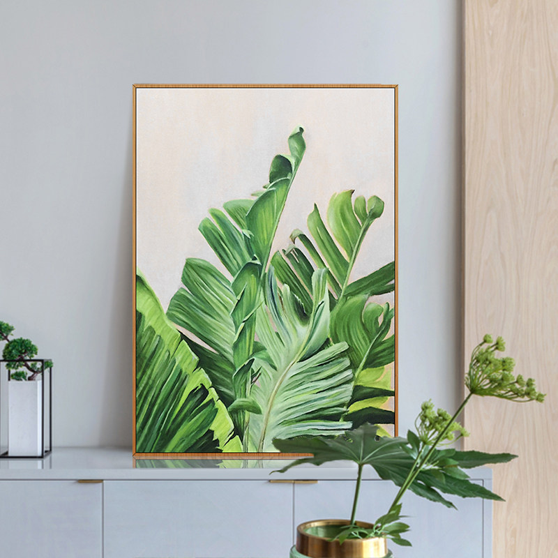 手绘玄关餐厅绿色植物抽象油画