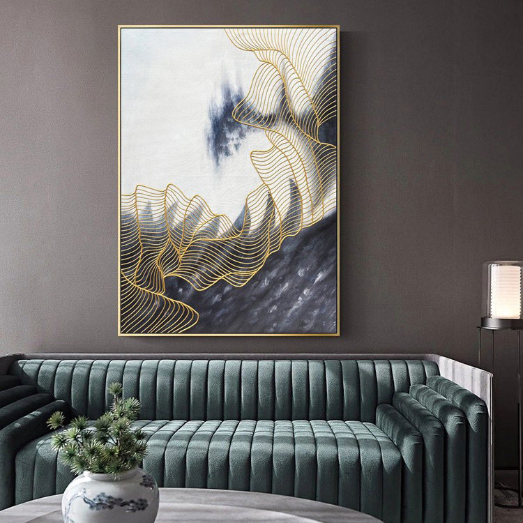 立体金线条抽象装饰画手绘油画