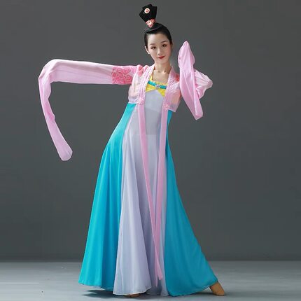 荷花奖群舞第十二届胡六幺同款舞蹈水袖服艺考练习演出服古典服