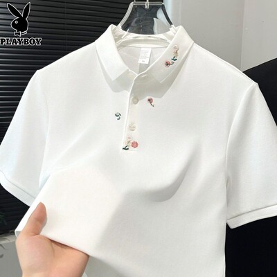 花花公子短袖t恤男士轻奢polo衫