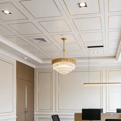 集成吊顶铝扣板600x600mm白色金边集成吊顶办公室天花板铝材自装