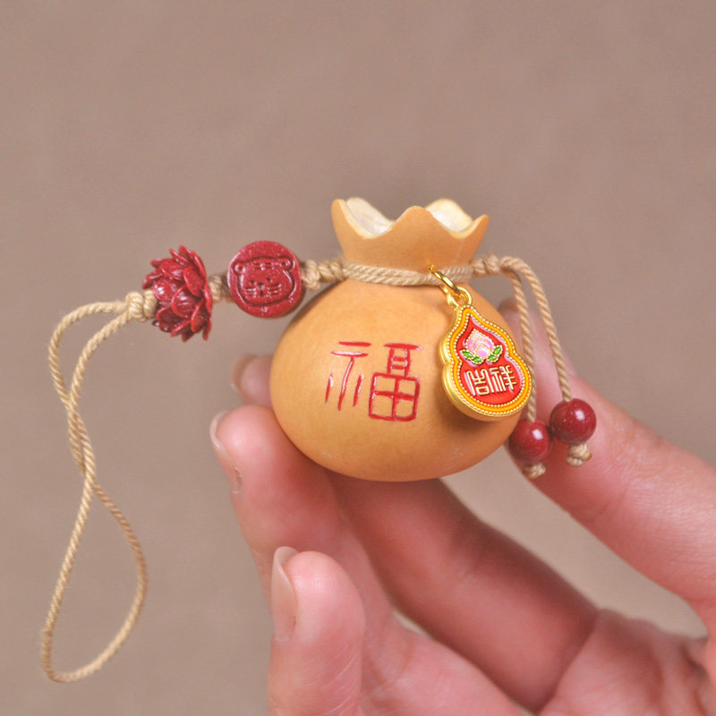 天然葫芦福袋手机链汽车车挂装饰可爱手机壳挂饰创意朱砂钥匙扣