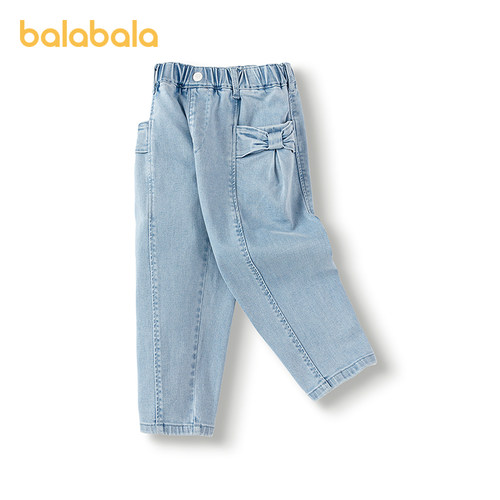 巴拉巴拉牛仔裤女童长裤子蝴蝶结