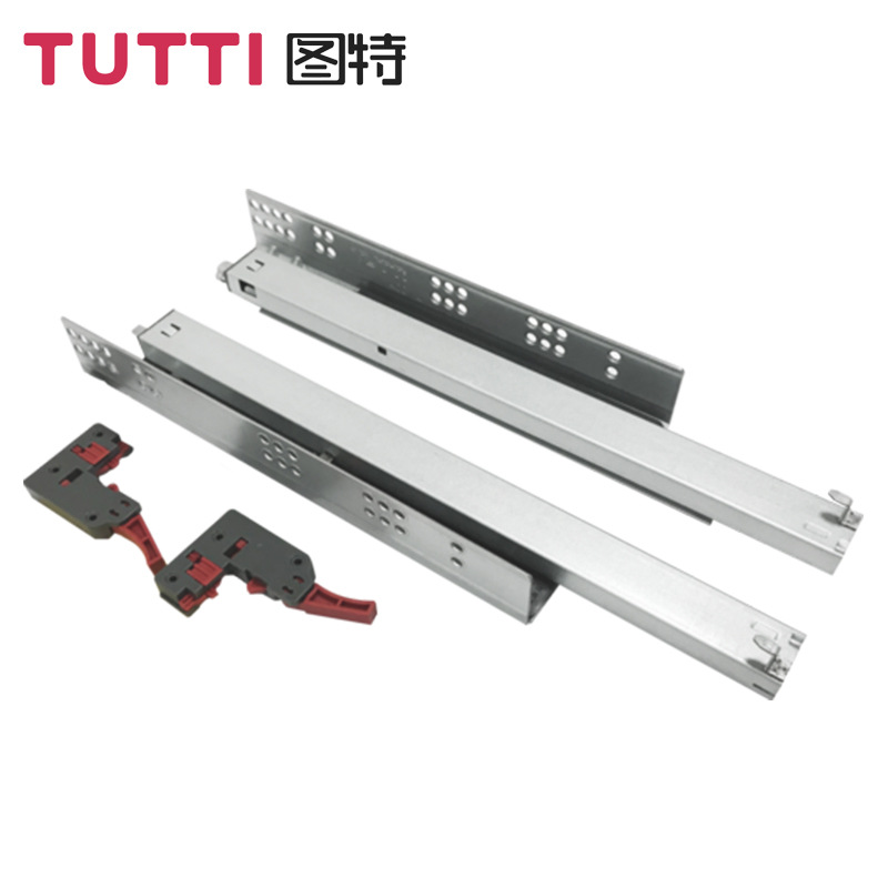 图特TUTTI抽屉S32-18板三节式隐藏反弹阻尼同步滑轨全拉出同步轨