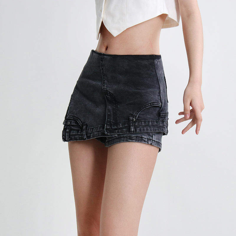 街头潮人个性不规则短裤2025秋季牛仔性感裙裤女式休闲裤女装中腰