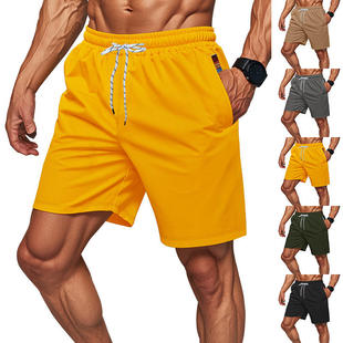 健身运动速干弹力休闲沙滩慢跑训练5分短裤 跨境独立站美式 GYM男士