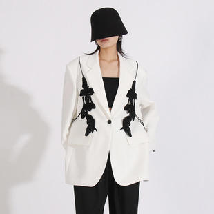 外套女西装 欧美潮流2025秋季 饰西装 小众高级感重工拼接装 领 时尚