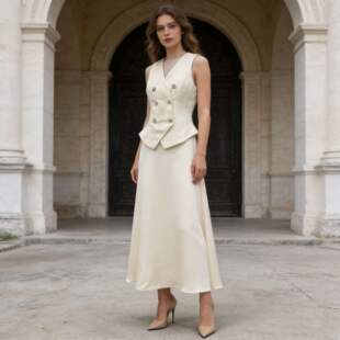 时尚 新款 法式 气质轻奢背心上衣长裙两件套洋气女2026春季 百搭套装