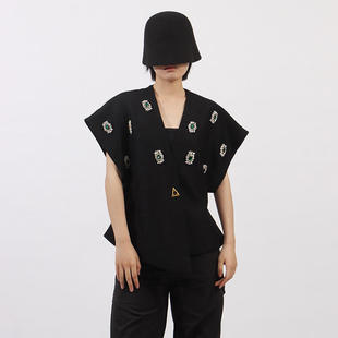 马甲女式 显瘦镶钻西装 植物花卉 百搭收腰修身 气质背心2025秋冬时尚