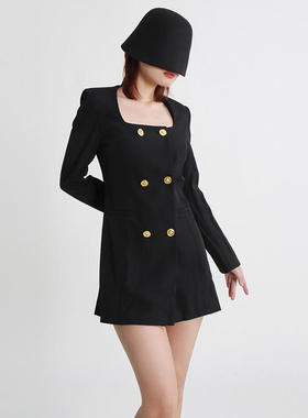 风裙子2025秋季修身显瘦设计短款双排扣连衣裙女TDR26241包臀裙