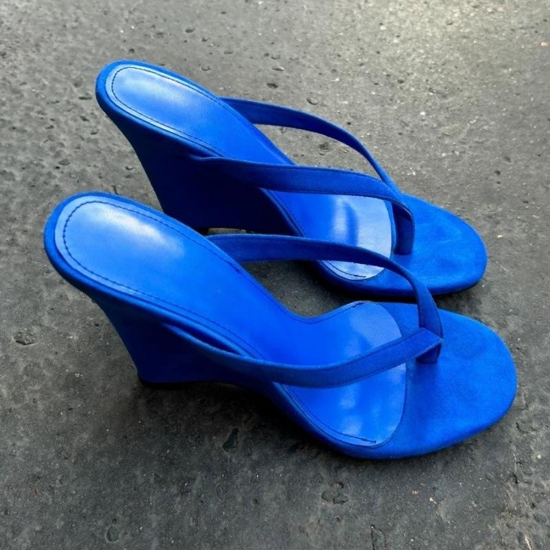 新款欧美时装凉鞋 圆头夹趾坡跟女鞋 外贸高跟鞋wedges shoes