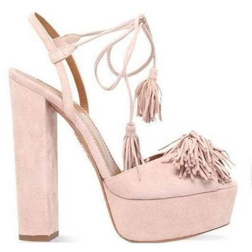 跨境欧美时装凉鞋高水台流苏扣粗跟外贸女鞋 sandals block heels