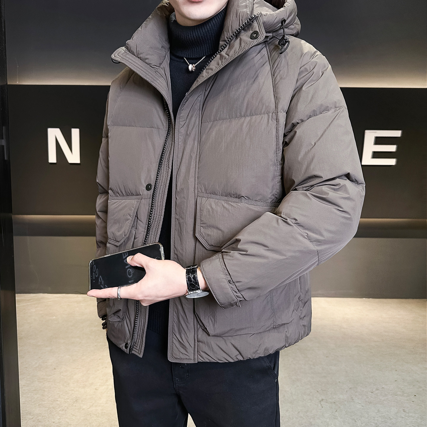 标50绒连帽羽绒服男士2025新款冬季外套男装B320-6638-P245,男装羽绒服,电商B320