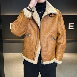 冬季皮毛一体外套男装休闲皮衣男B320-3518-P230图片