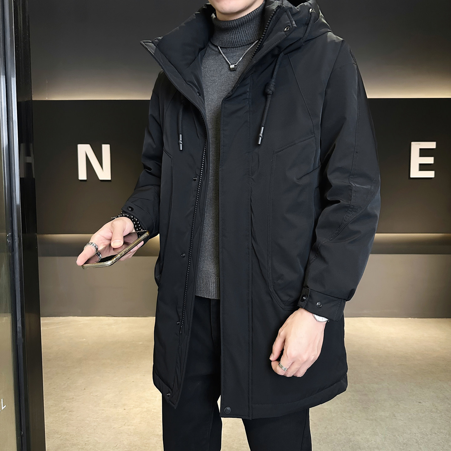 标50绒冬季中长款羽绒服男士2025新款外套男装B320-9955-P275,男装羽绒服,电商B320