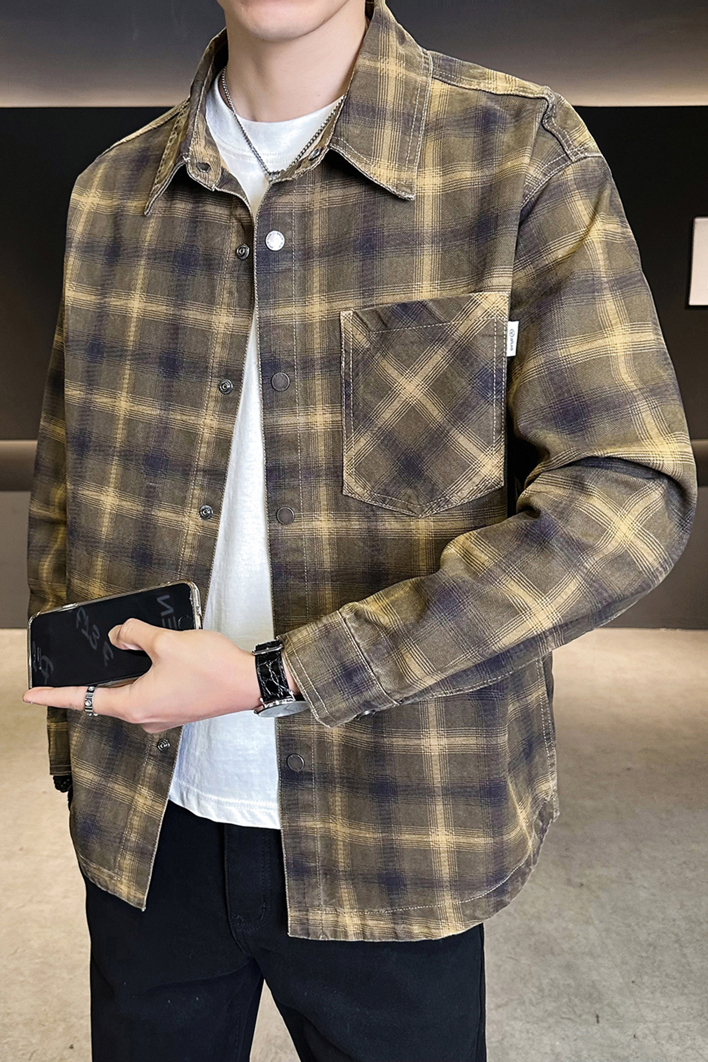 2026春季100纯棉休闲衬衫夹克男士外套B320-5892-P110,男装夹克,电商B320