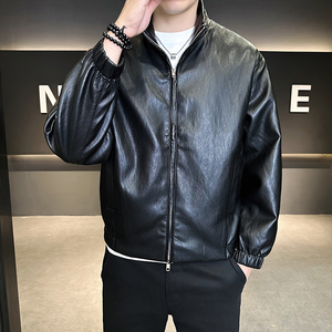 店主风皮衣男士休闲时尚百搭外套男装皮夹克B320-2510-P135图片