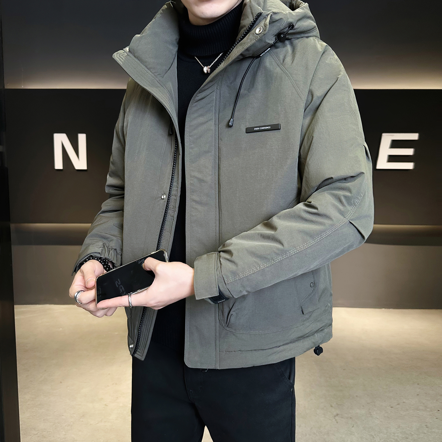 标50绒连帽羽绒服男士2025新款外套男装B320-6605-P225328，男装羽绒服，电商B320