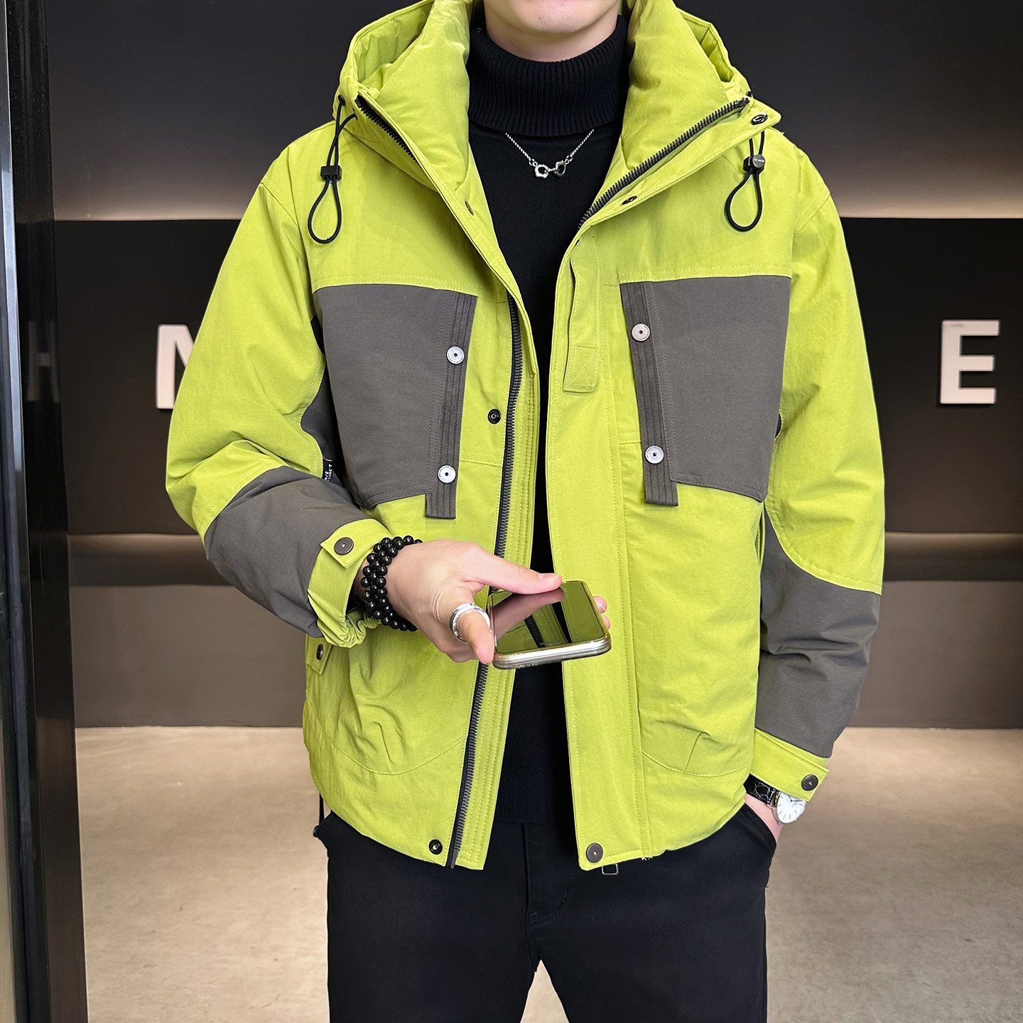 标50绒冬季连帽羽绒服男士2025新款保暖外套男B320-28998-P228,男装羽绒服,电商B320