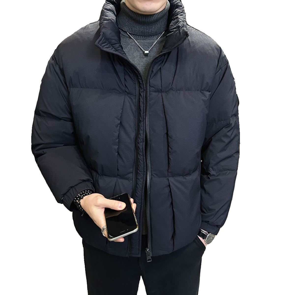 B320-83398-P265新标90绒锦纶立领羽绒服男2025年冬季新款外套,男装羽绒服,电商B320