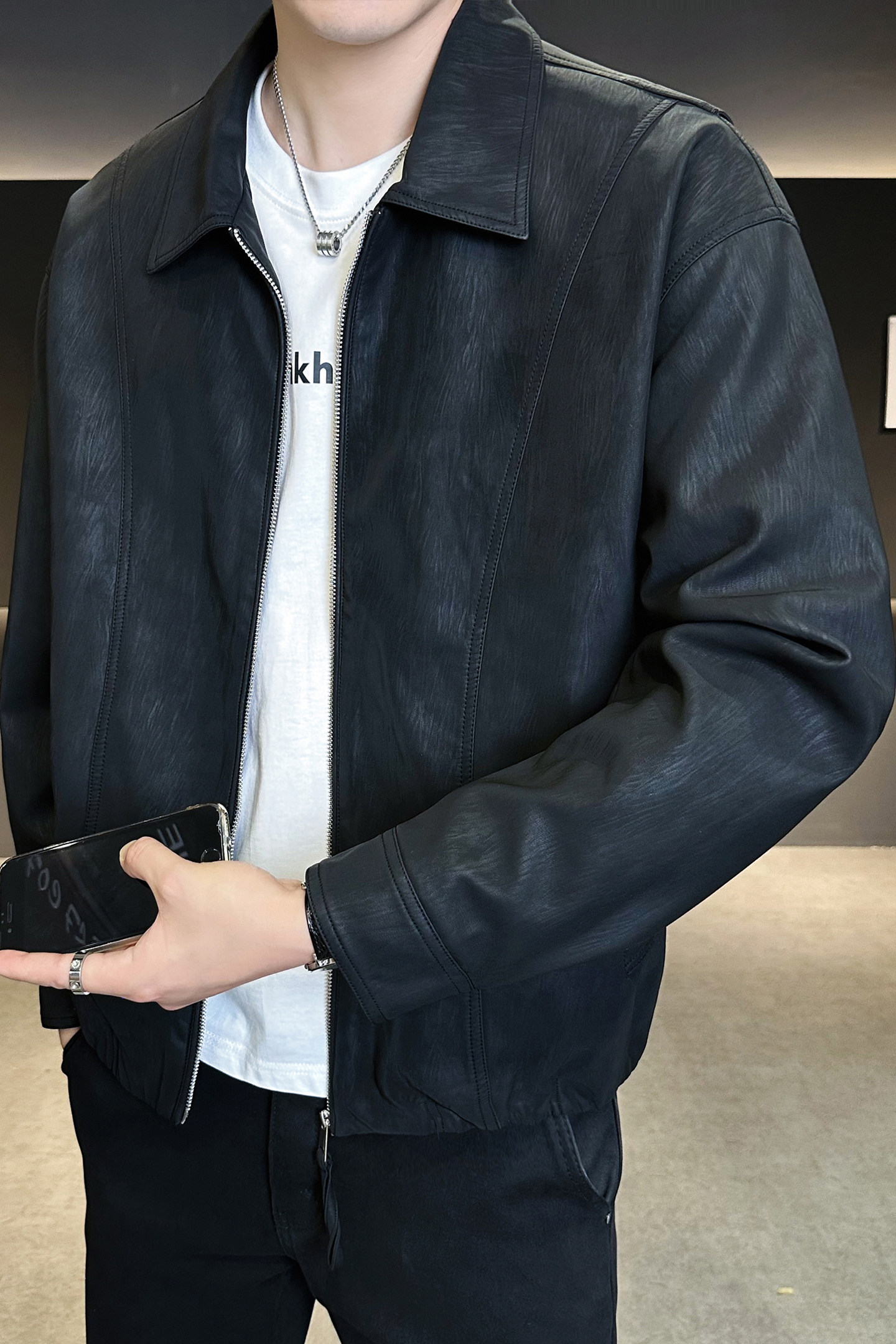 店主风皮衣男士时尚2025新款休闲皮夹克外套男装B320-6212-P135,男装皮衣,电商B320
