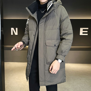 新标90绒 情侣中长款羽绒服男士连帽25冬季外套男B320-896-P310图片