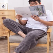 居家 加绒加厚200斤加大码 珊瑚绒睡裤 冬季 肥加长高个子 男士 暖暖裤