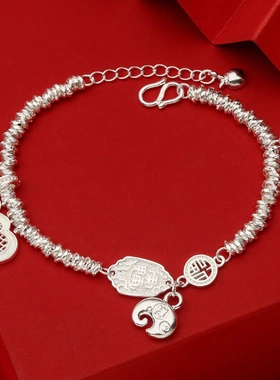 7839号足银990新中式山鬼吉象福字葫芦盘缠串珠手链国潮轻奢小众