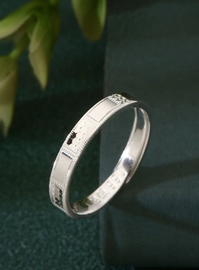 8174号足银990CNC龙鳞方形戒指食指戒指环戒直销直播爆款