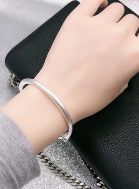 999足银推拉手镯古法推拉手镯大人手镯磨砂亲子款手镯