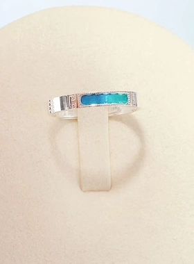 6665号 足银990珐琅开口戒指女新中式轻奢精致百搭调节食指