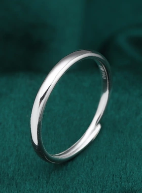 足银990光面素圈戒指女网红ins简约个性圆圈指环光面气质关节戒