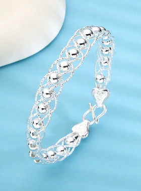 8577号足银990手工编制光珠手镯莫比乌斯手镯直播爆款