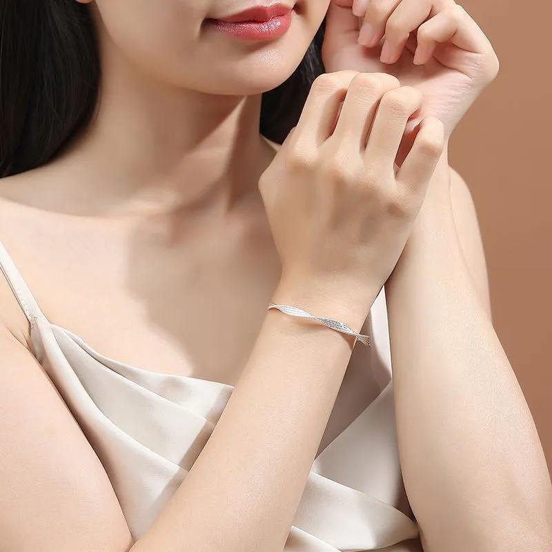 中国金铺足银9999手镯女扭丝麻花小众设计气质轻奢纯银手环送礼物