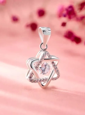 S990纯银项链女六芒星灵动纯银吊坠时尚足银首饰工厂直销一件