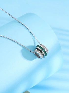 8633号S925银绿色锆石镶钻路路通项链新款百搭轻奢小众设计锁骨链