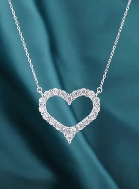 6589号  纯银925镶钻爱心项链轻奢高级感女轻奢小众设计吊坠直播