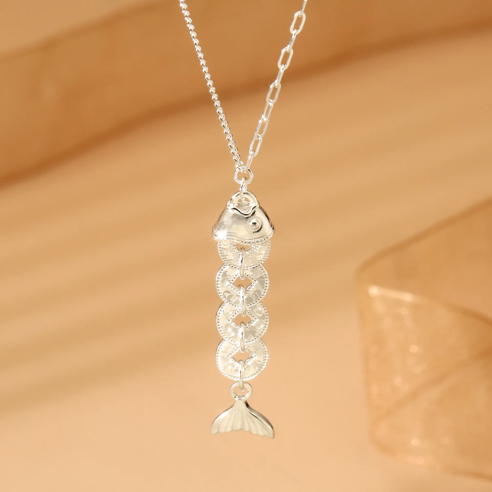 8496号足银999.9碎冰冰活动小金鱼项链新中式时尚国潮直播爆款