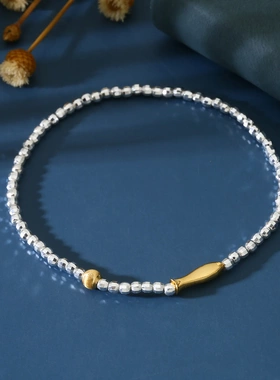 8505号 足银999分色金镭射珠小金鱼手链新中式轻奢小众设计感手链