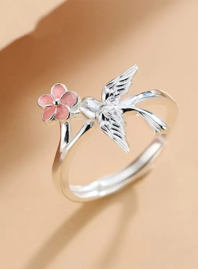 6581号 足银990 国潮喜上眉梢戒指女新中式轻奢精致百搭调节食指