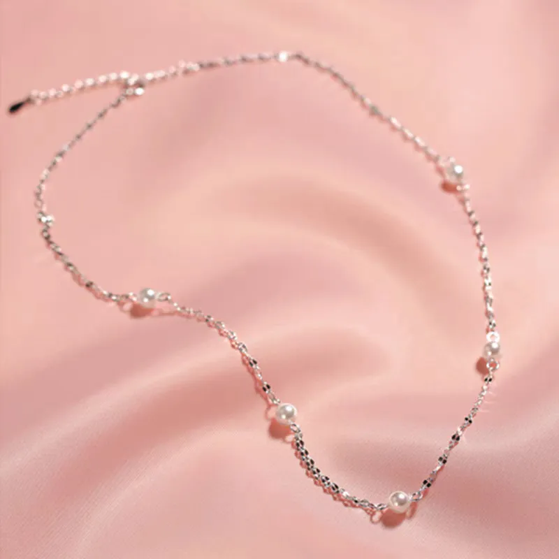 足银990满天星贝珠项链女珍珠颈链网红气质小众精致轻奢直播爆款