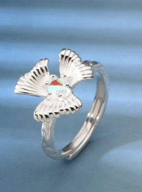 8215号足银990月光石三叶草戒指女时尚高级感气质甜美精细风