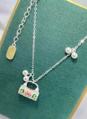 6506足银990珐琅包包铃铛大吉大利项链气质百搭小众设计感