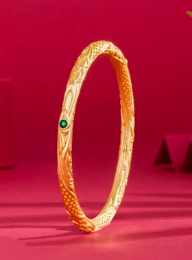 7110号足银999.9电镀黄金乾坤圈手镯哪吒手环足银情侣款直播爆款